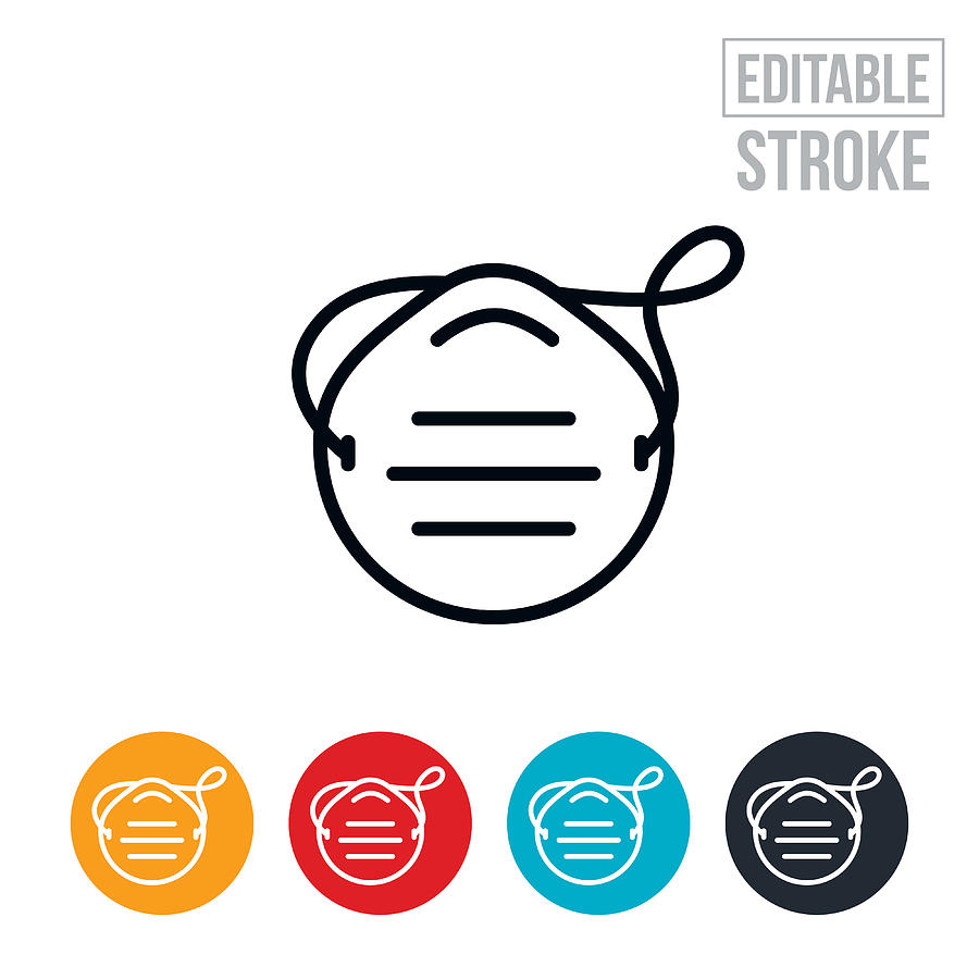 Dust Mask Thin Line Icon - Editable Stroke Drawing by Appleuzr