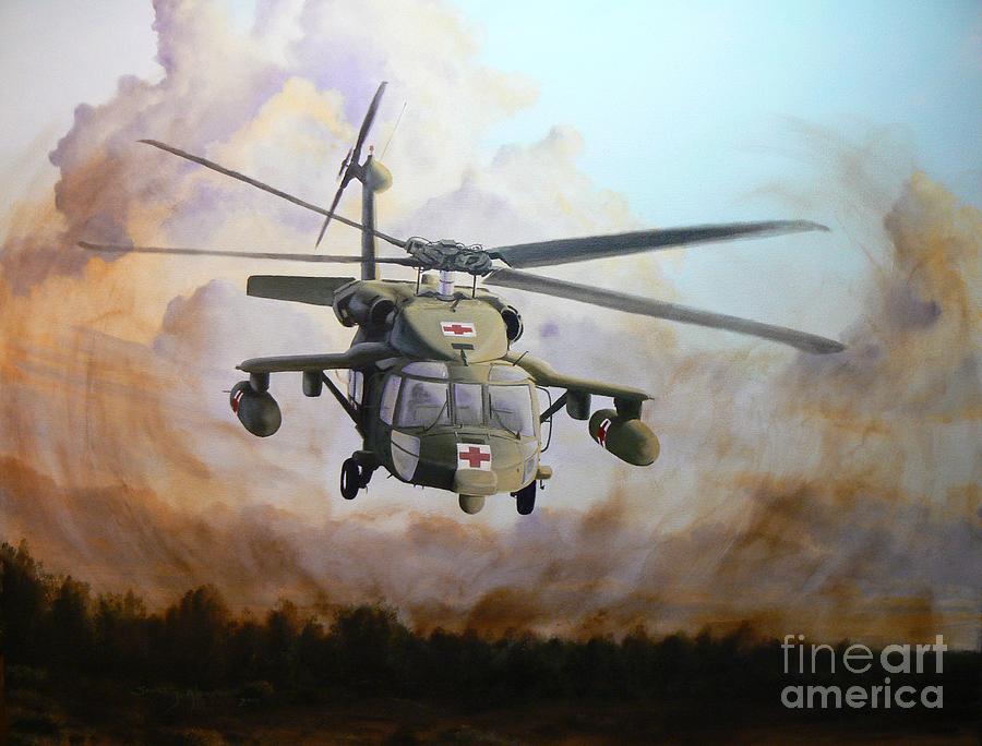Helicopter Painting - Dust Off by Scott Alcorn