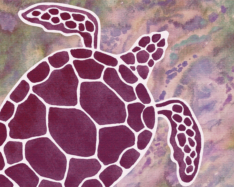 Dusty Purple Sea Turtle Watercolor Painting by Irina Sztukowski Dusty Purple Sea Turtle Watercolor Painting by Irina Sztukowski