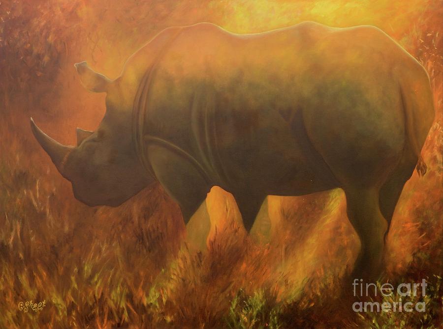 Dusty Rhino Painting by Caroline Street