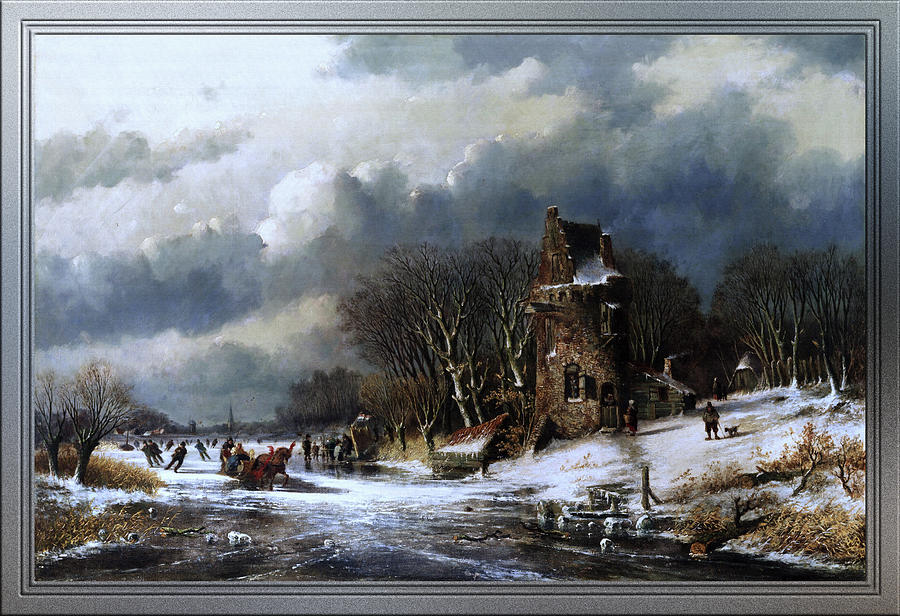 Dutch Landscape With Figures by Andreas Schelfhout Painting by Rolando Burbon