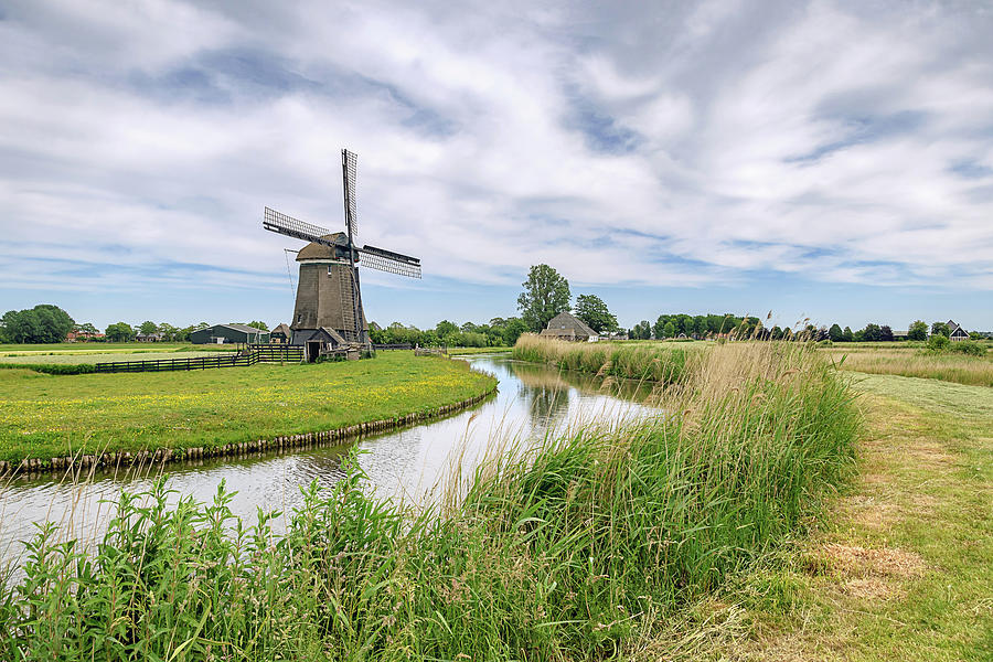 Dutch Landscape with Windmill Photograph by Maria Meester