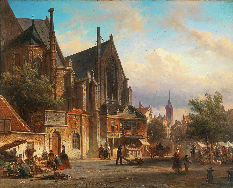 Dutch Market Painting by Elias van Bommel