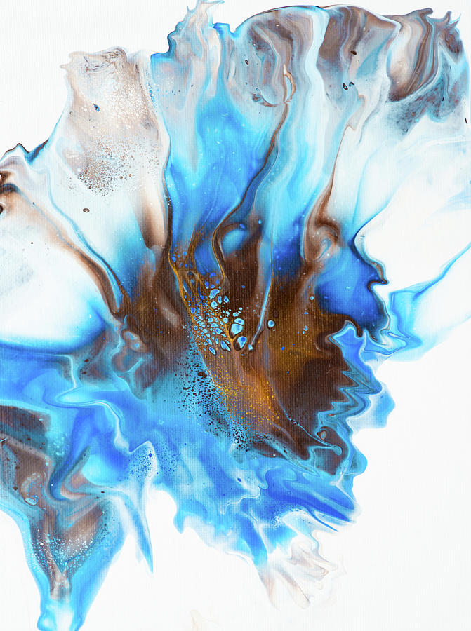 Dutch Pour Blue Brown White Fluid Painting Photograph by Matthias Hauser