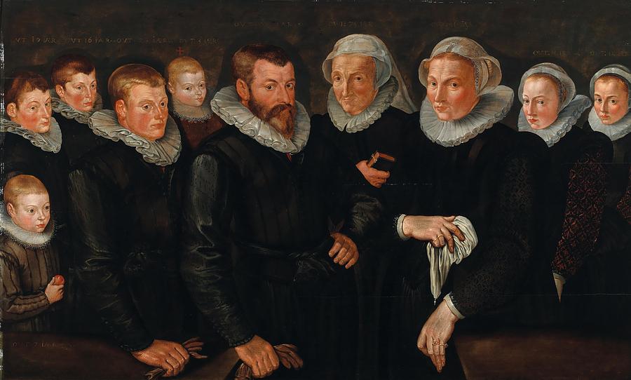 Dutch School  early Century Portrait of a Dutch family Painting by MotionAge Designs