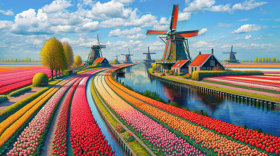 Dutch Tulips and Windmills  Photograph by Bill Cannon