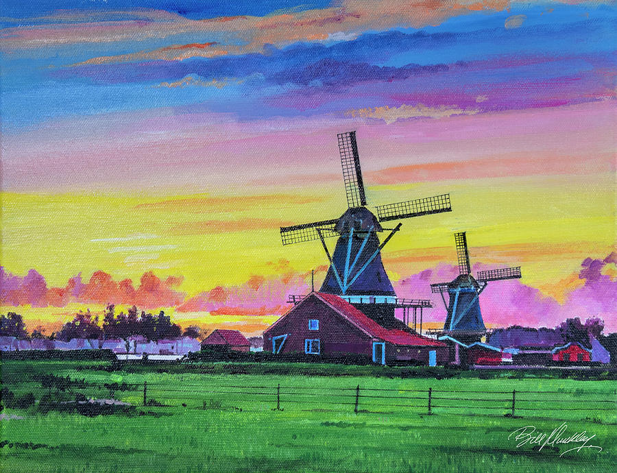 Dutch Windmills Painting By Bill Dunkley Fine Art America   Dutch Windmills Bill Dunkley 