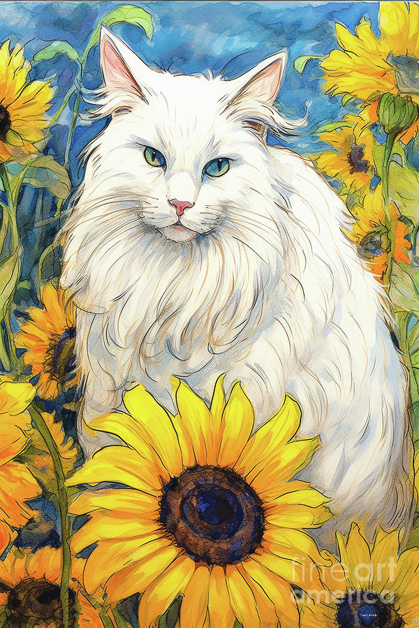 Dutchess In The Sunflowers Painting by Tina LeCour