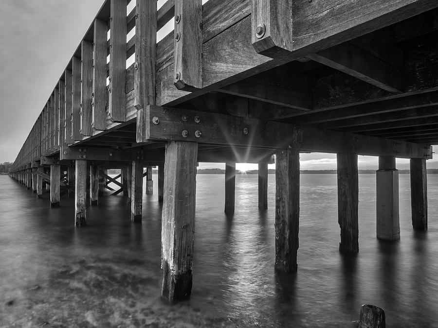 Duxbury Beach Powder Point Bridge Black and White Photograph by Juergen Roth