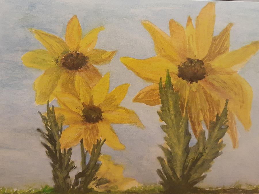 Dwarf Sunflowers Two Painting by Betty-Anne McDonald