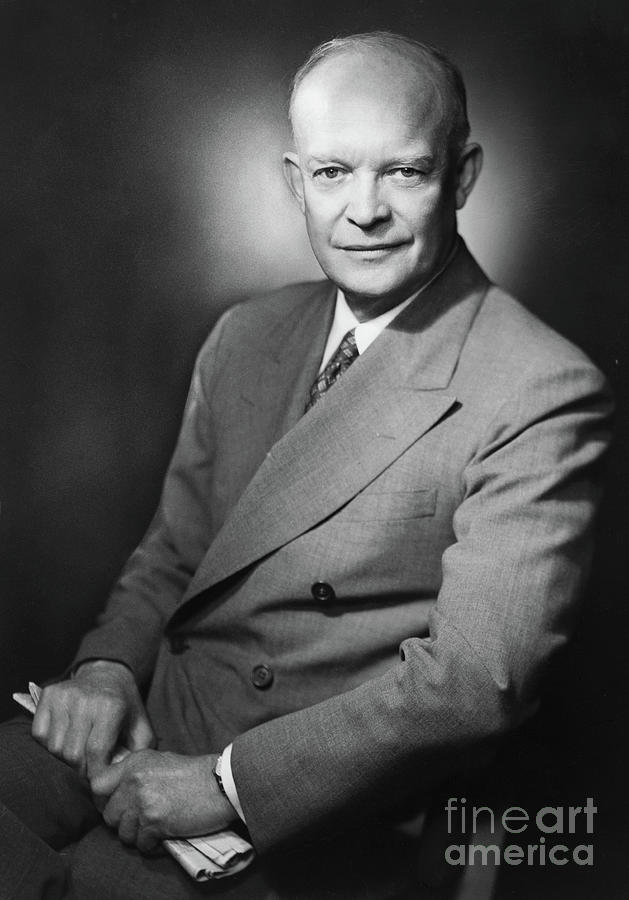 Dwight D Eisenhower, three quarter length portrait, Photograph by American School