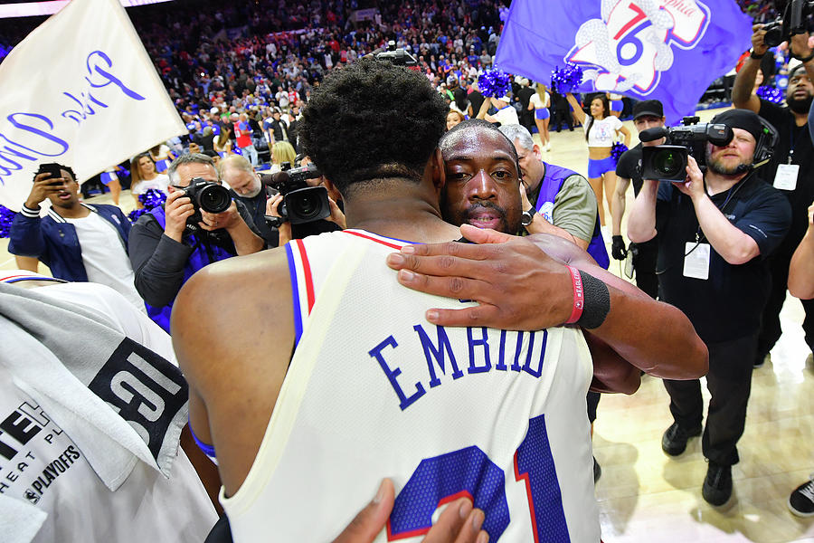 Dwyane Wade and Joel Embiid Photograph by Jesse D. Garrabrant