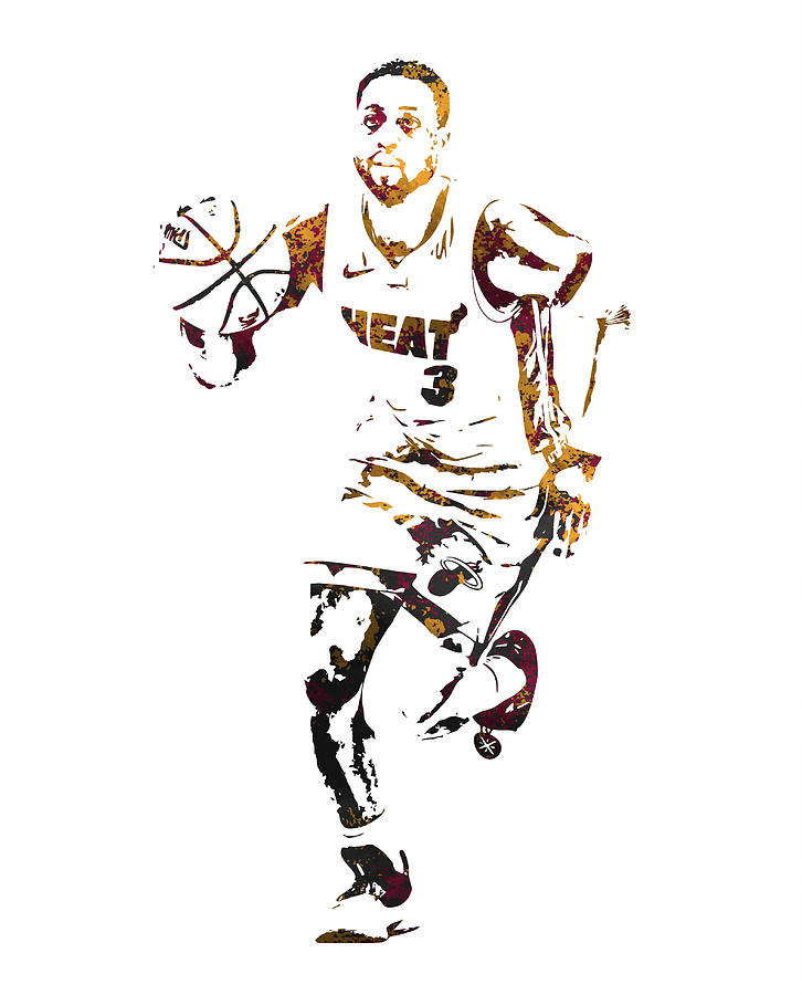 Dwyane Wade Miami Heat Shadows Pixel Art 1001 Mixed Media by Joe ...