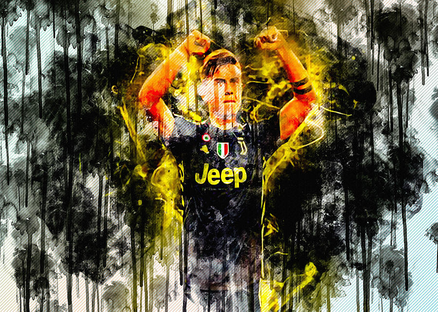 Dybala Goal Abstract Art Juventus  Fc Fan Art Painting  by 