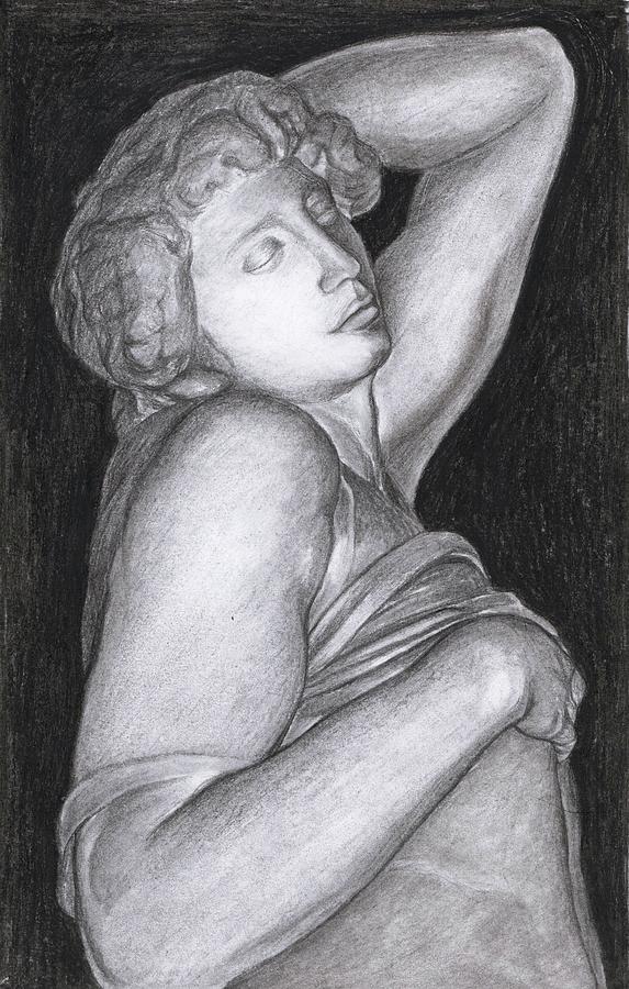 Michelangelo Drawing - DYING SLAVE After Michelangelo by Nives Palmic
