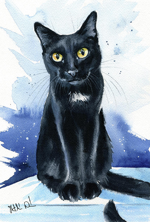 Dyla Black Cat Painting Painting by Dora Hathazi Mendes