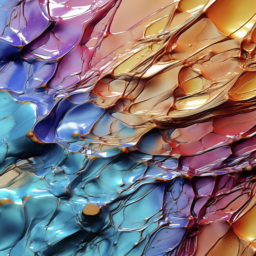 Dynamic Abstract Molten Glass Texture with Rich Hues - AI Art Digital Art by Chris Anson