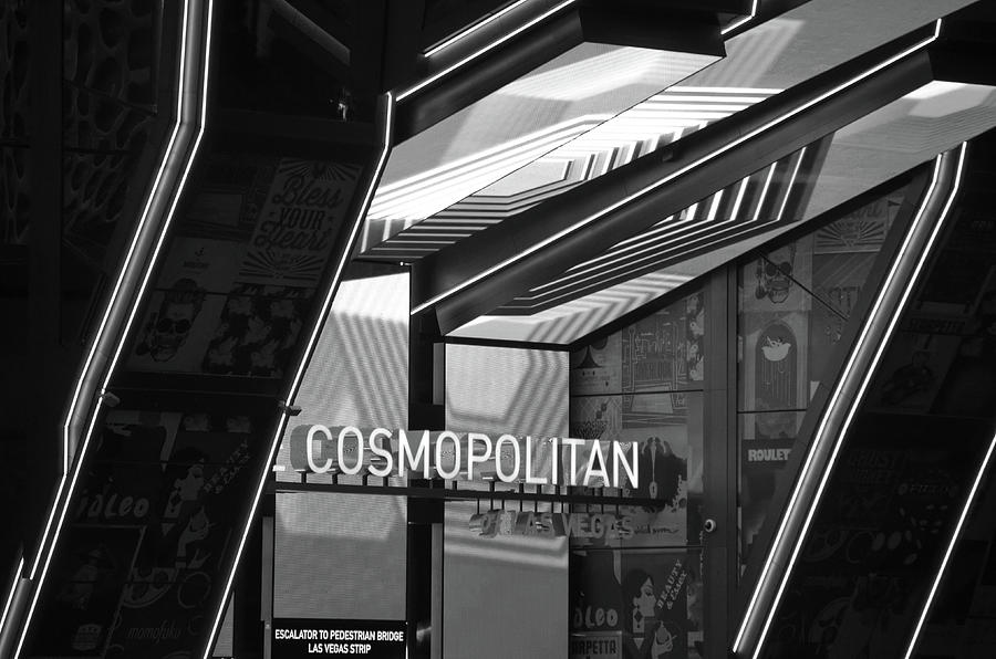 Dynamic Corner Entrance Design of The Cosmopolitan Hotel Casino Resort in Las Vegas Black and White Photograph by Shawn OBrien