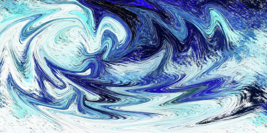 Dynamic Energy Ocean Wave Blue Abstract Decorative Art  Painting by Irina Sztukowski