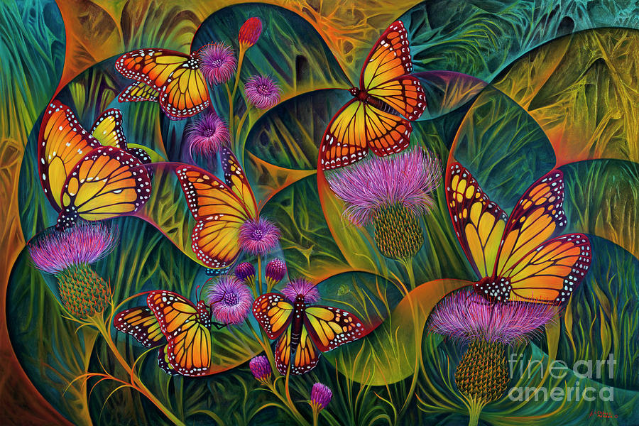 Dynamic Monarchs Painting by Ricardo Chavez-Mendez