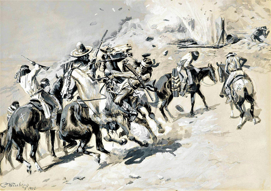 Charles Marion Russell Painting - Dynamite - Digital Remastered Edition by Charles Marion Russell