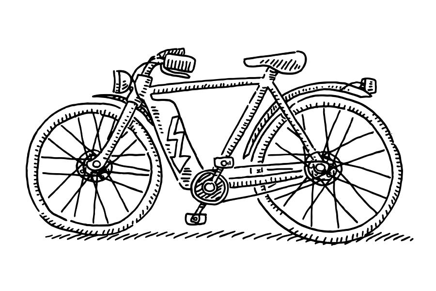 E-Bike Side View Drawing Drawing by FrankRamspott