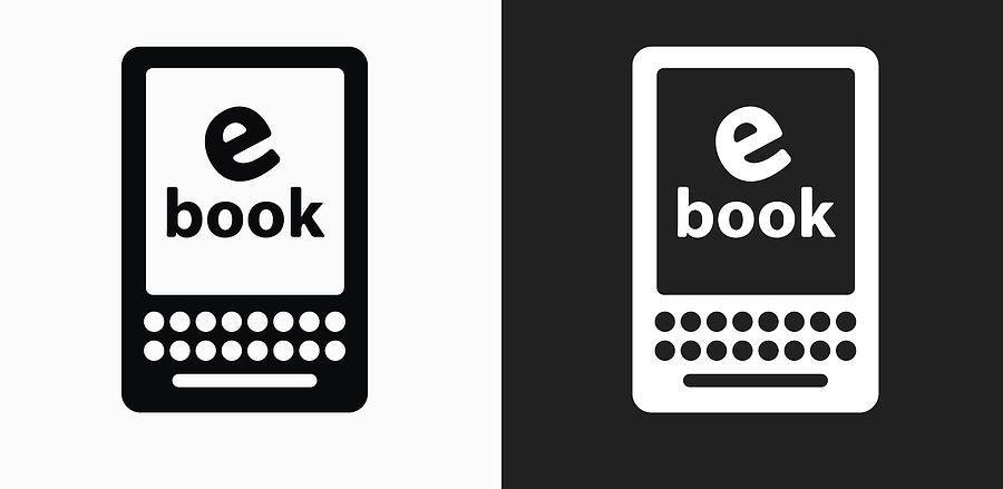 E Book Icon on Black and White Vector Backgrounds Drawing by Bubaone