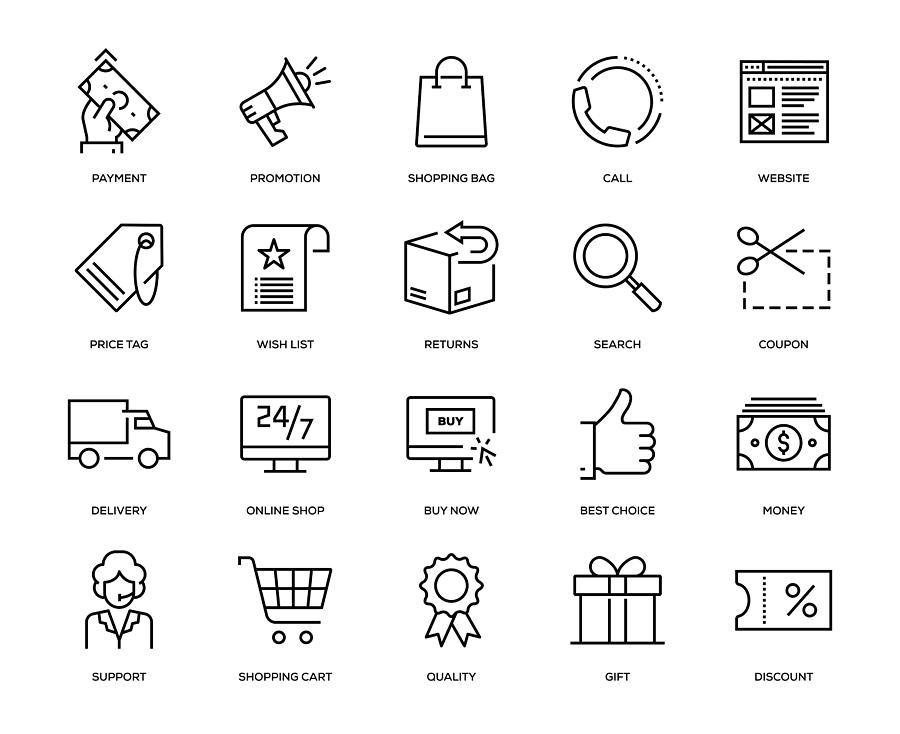 E-Commerce Icon Set Drawing by Enis Aksoy