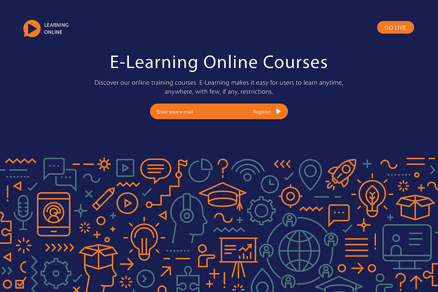 E Learning Online Courses Website Template Drawing by DrAfter123