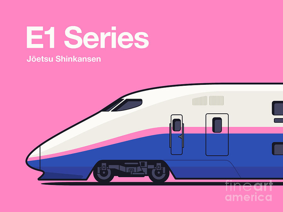 Train Digital Art - E1 Series Shinkansen Bullet Train Side by Organic Synthesis