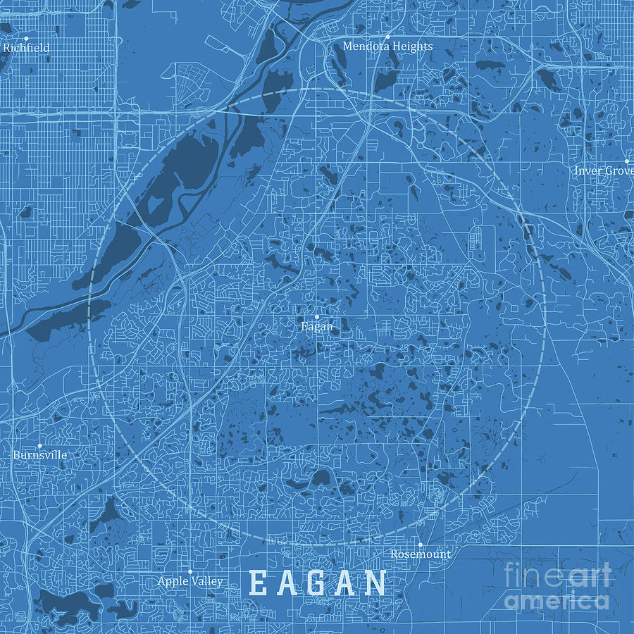 Eagan MN City Vector Road Map Blue Text Digital Art by Frank Ramspott ...