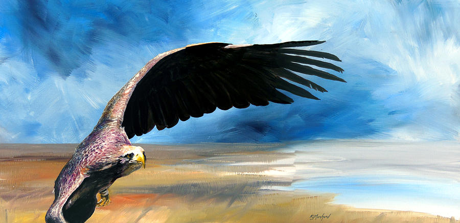 Eagle At The Shore Painting by R J Marchand