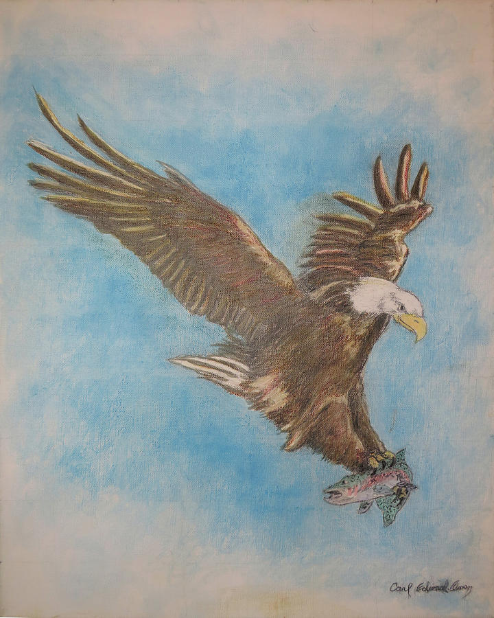 Eagle at Work Pastel by Carl Owen