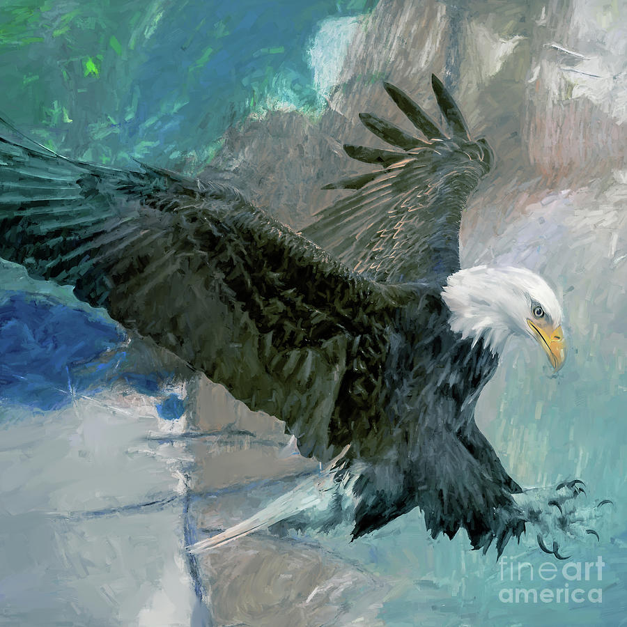 Eagle Painting - Eagle Attack art 45kk by Gull G