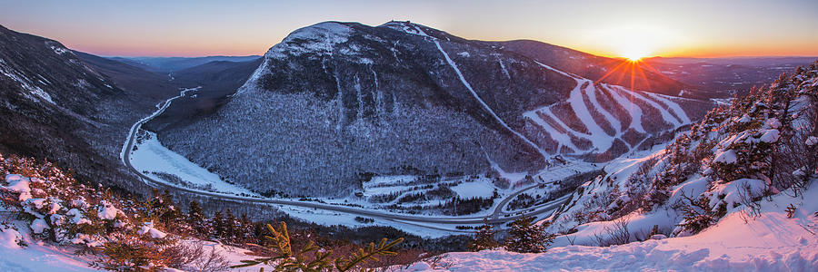 Eagle Cliff Winter Sunset Views Panorama Photograph by White Mountain Images