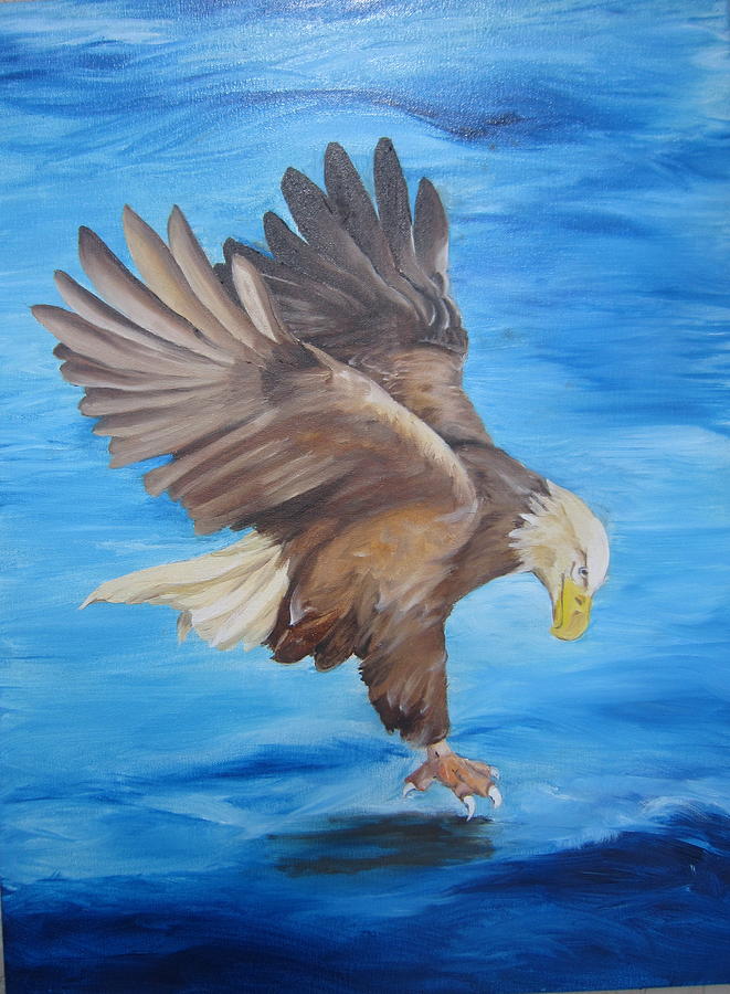 Eagle fishing for Lunch Painting by Teresa Smith