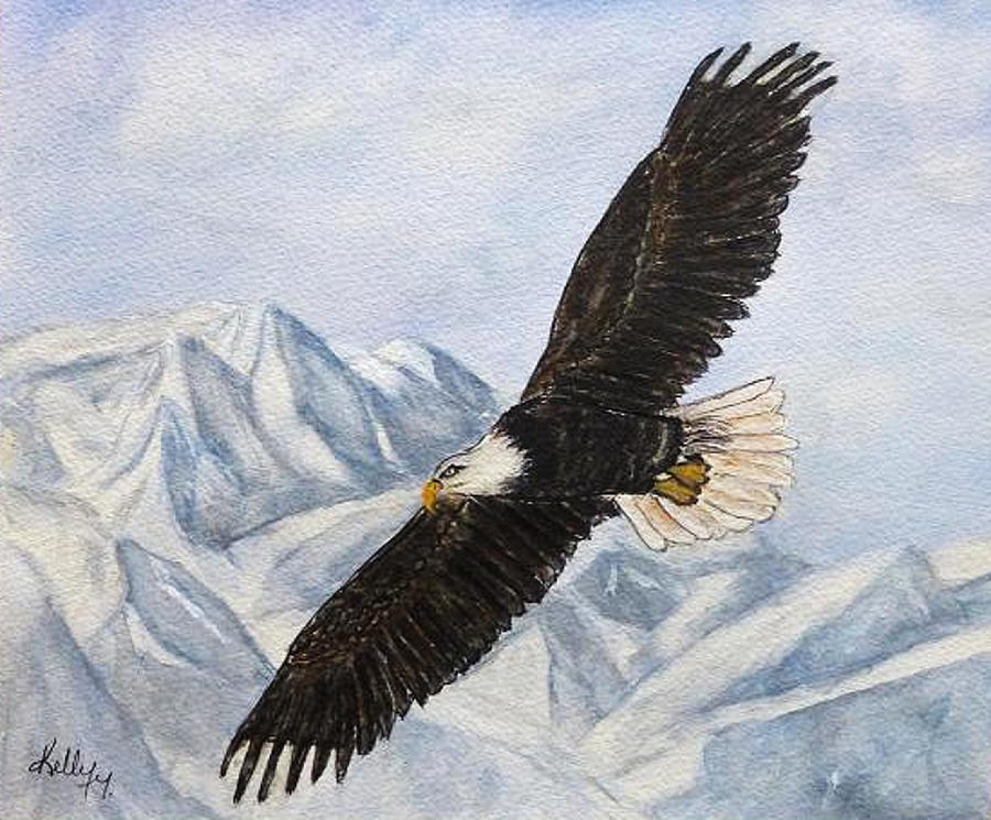 Eagle Flying Painting by Kelly Mills