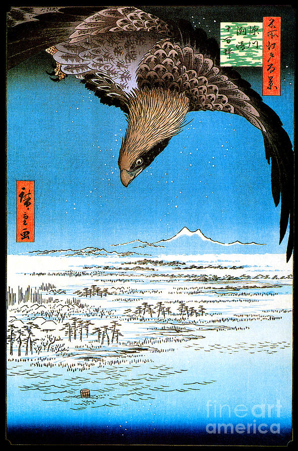 Eagle Flying Over The Hundred-thousand Tsubo Plain At Susaki Near Fukagawa, An Painting