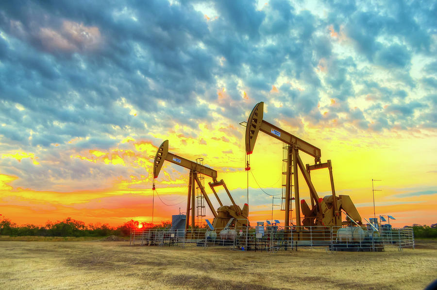 Sunset Photograph - Eagle Ford Oilfield by Tim Singley