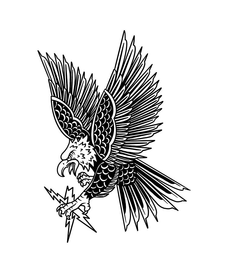 Eagle grabs lightning gifts wild animal tattoo Digital Art by Norman W ...