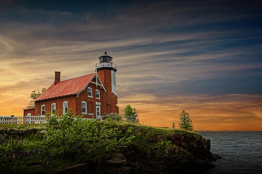 Eagle Harbor Lighthouse at Sunset Photograph by Randall Nyhof