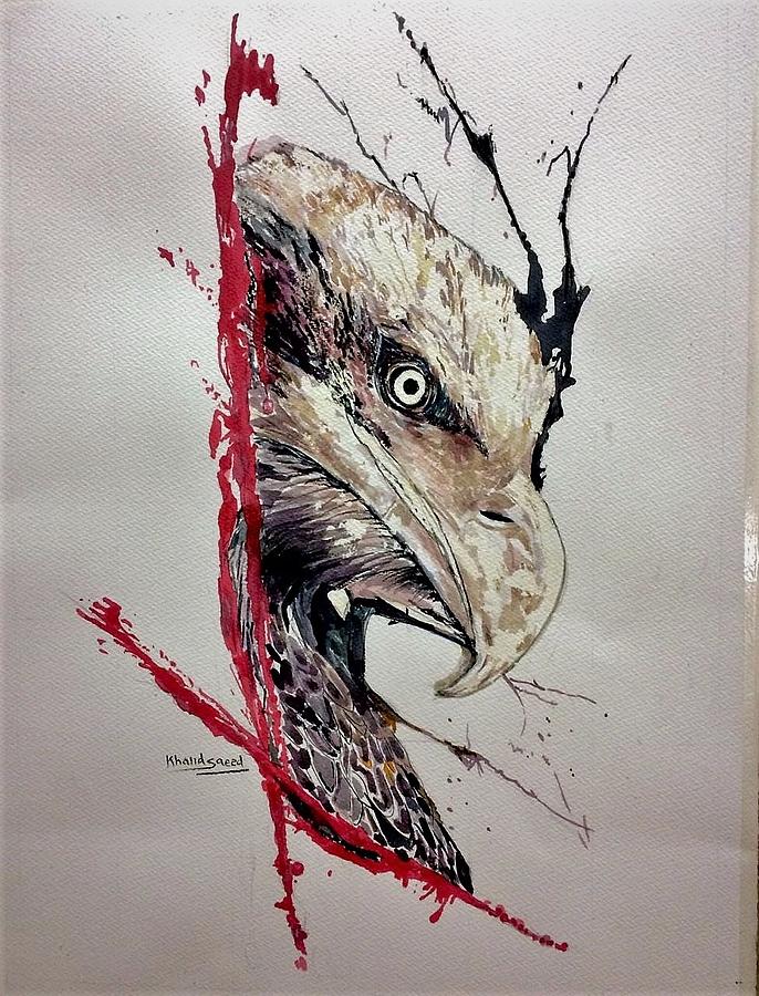 Eagle head Painting by Khalid Saeed