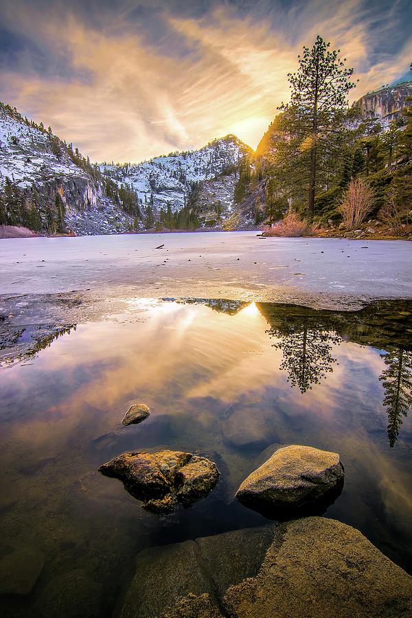 Nature Photograph - Eagle Lake Sunset by Steve Baranek