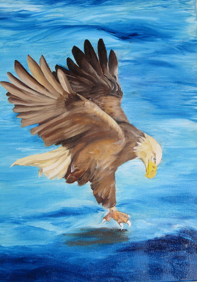 Eagle looking for lunch Painting by Teresa Smith