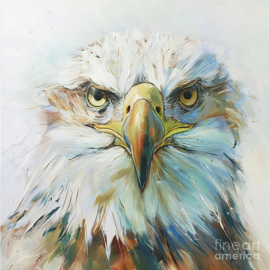 Feather Painting - Eagle Portrait by Tina LeCour