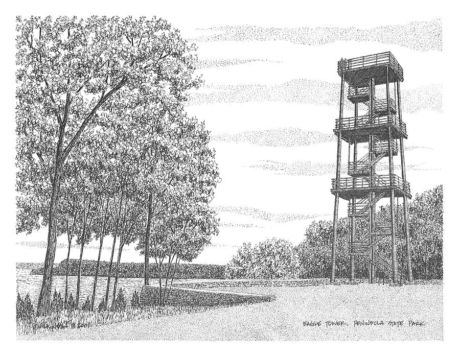 Eagle Tower Drawing by David T Wilkinson