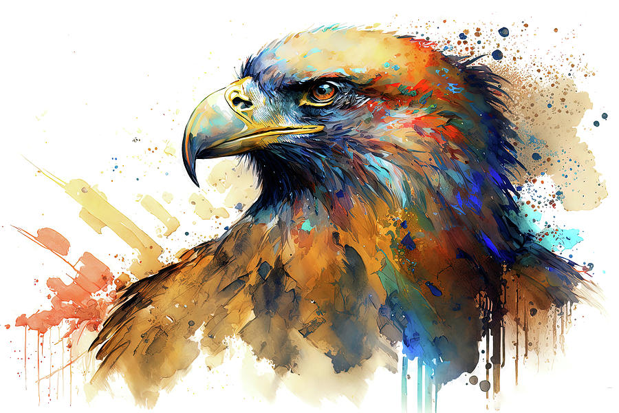 Eagle, Watercolor, 02 Painting by AM FineArtPrints