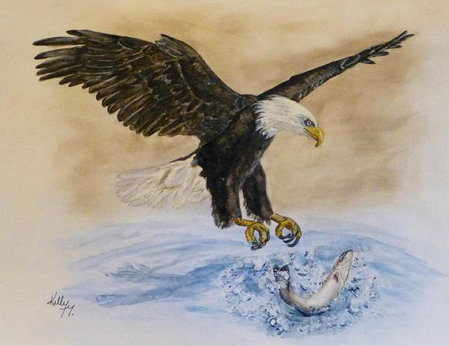 Eagles Easy Catch Painting by Kelly Mills