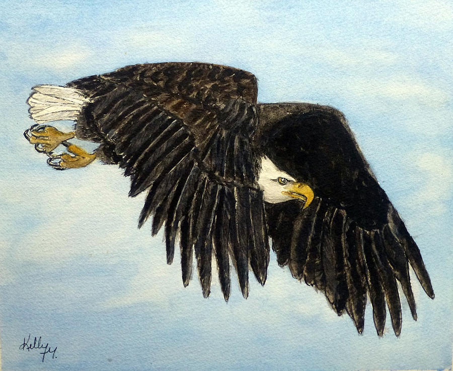 Eagles Flight Painting by Kelly Mills