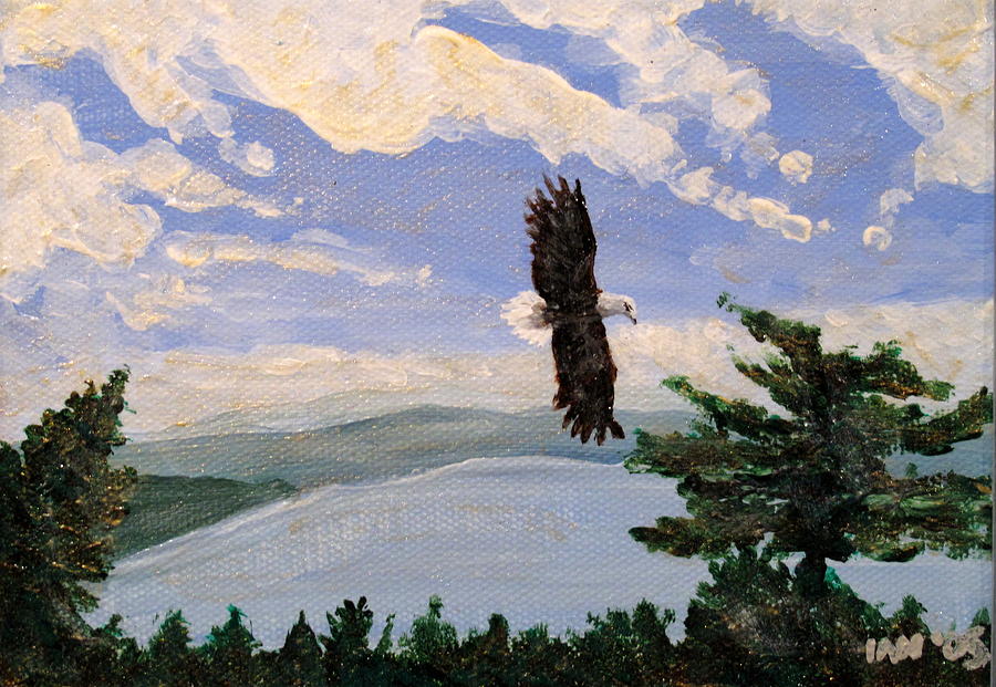 Eagles Fly Over Lake Huron Painting by Ian  MacDonald